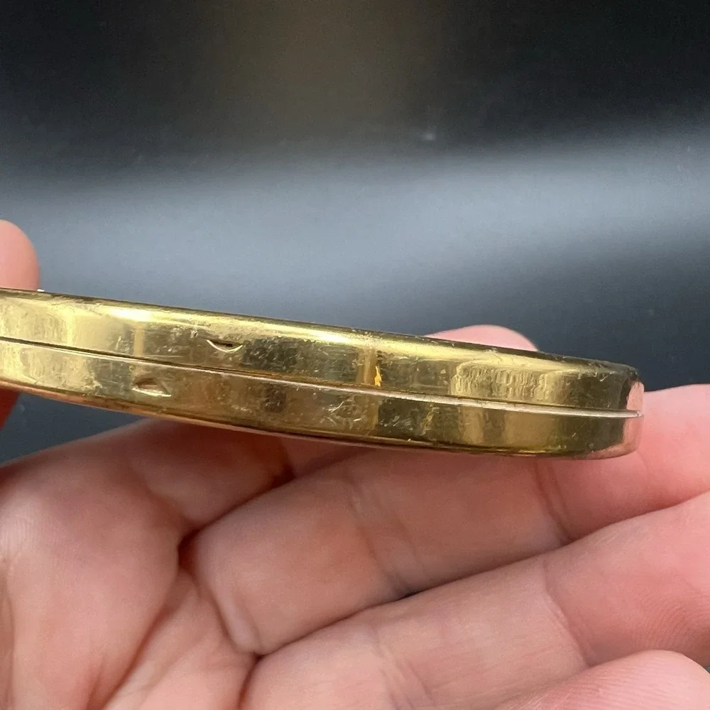 Elgin American Compact Mirror Case Gold Tone w/ Flowers 1940's Made USA Vintage
